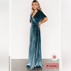 Baltic Born | Meghan Velvet Wrap Maxi Dress in Persian Blue